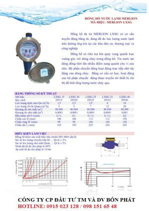 Catalogue đồng hồ nước Merlion nối ren